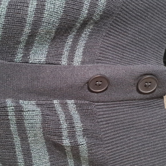 ALFANI Striped Button-Front Cardigan Sweater Large Navy - Picture 3 of 11